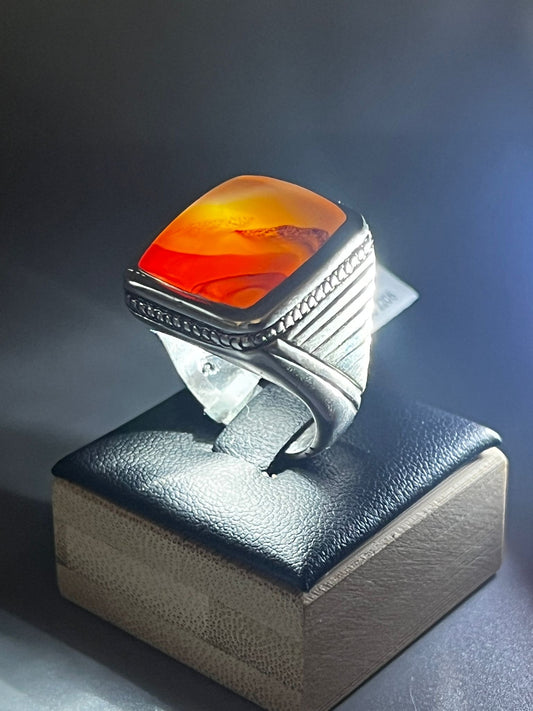 Aref Handmade Ring with Yemeni Agate Stone